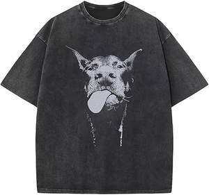 Custom Acid <b>Washed</b> T Shirt Cotton Custom Graphic Screen Printing Distressed Casual Street Vintage Oversized <b>Wash</b> T Shirt - Product Image 2