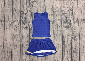 Baby Girls Hot Blue <b>Gold</b> Stripe Vest Skirt Shorts Team Yoga Active <b>Clothes</b> Sets - Product Image 2