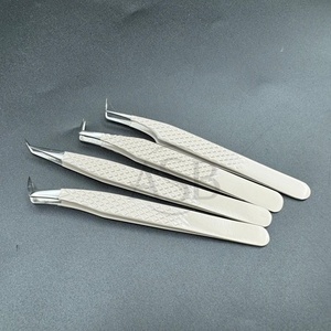 Wholesale Professional Stainless Steel Eyelash Tweezers Custom Logo <b>Nude</b> Color Coated Strong Grip Sustainable Lash Extension - Product Image 6