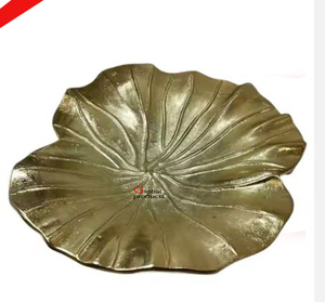 Último diseño de hoja con acabado dorado plato para servir restaurante y bar de hotel - Product Image 1