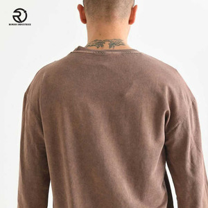 Style de poche hommes sweat lourd 360gsm 100% coton dégradé o-cou sweat lavage à l'acide surdimensionné pull sweat - Product Image 5