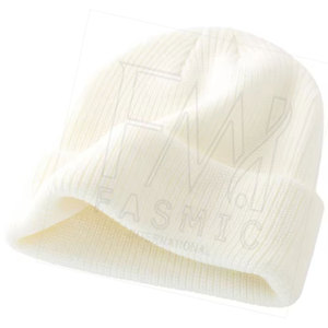 Precio asequible, gorros de Color blanco cálido con puños, parches personalizados, nuevo estilo, gorros de punto con etiqueta privada - Product Image 3
