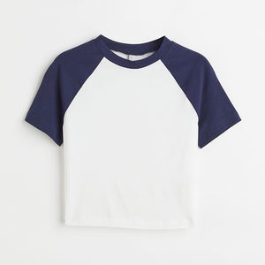 T-shirt à manches courtes 100% coton basique uni vierge impression de logo personnalisé rond O cou été dames femmes t-shirt - Product Image 5