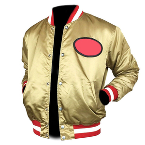 Veste de sports d'équipe personnalisée Vestes universitaires en satin de baseball pour hommes Vestes universitaires en satin imperméables personnalisées pour hommes - Product Image 1