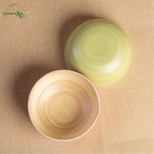 Bol en bambou filé enduit de couleur, design classique fait à la main, écologique, léger, non toxique, jetable pour un usage domestique - Product Image 3