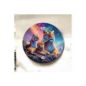 Tiger-Themed 50cm Mesa silenciosa de madera Reloj de pared Impresión en color Animal Patrón Regalo - Product Image 4