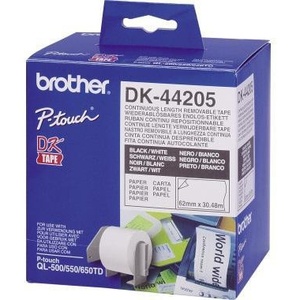 Brother Removable Continuous Label Roll 6.2 cm X 30.48 m White Paper 1-Lane No Guide Hole <b>Edge</b> - Product Image 1