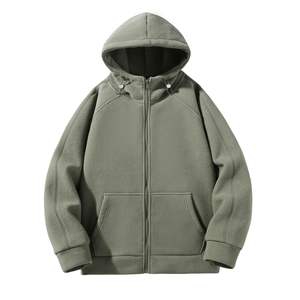 Personnalisable hommes épaissi éponge polaire fermeture éclair sweats à capuche pour automne hiver solide crochet vêtements de travail Logo broderie Options - Product Image 3