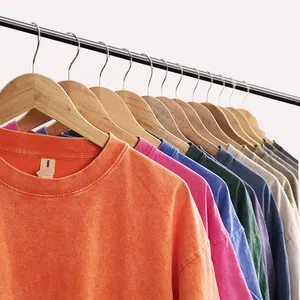 Custom 250gsm 100% Cotton Heavy <b>Weight</b> Acid Washed Oversize Digital Print Demand Solid MOQ 1PC Vantage Oversize T shirt <b>for</b> <b>men</b> - Product Image 2