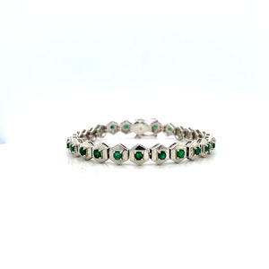 S925 Sterling <b>Silver</b> Classy Emerald Square <b>Bracelet</b> Classic Fashion <b>Charm</b> for Party Gifting Row Style - Product Image 2