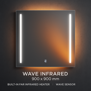 Nuevo Espejo LED Infrarrojo WAVE SENOR Contemporáneo, Cuadrado, Sin Marco, Calentamiento Rápido, con Fibra de Carbono e Iluminación - Product Image 2