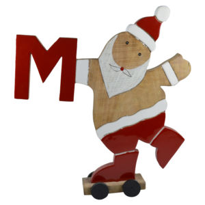 Ornement en bois complet avec motif de Père Noël coloré et symbole de la main, meilleur design de Père Noël pour la décoration de la table - Product Image 1