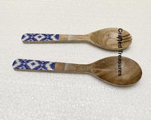 Meilleure vente personnalisé bois avec émail imprimé vaisselle cuillère et fourchette cuisine cuisine service salade outils fête de mariage et maison - Product Image 6