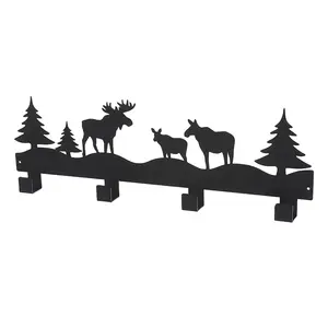 Nouveau cintre mural en métal en forme de feuille à revêtement noir durable pour suspendre des objets et des vêtements nouveau crochet et cintre muraux en métal - Product Image 2