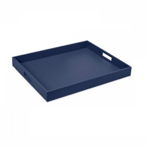 Plateau de service rectangulaire en bois d'acacia massif fini bleu, décoration d'intérieur pour fête, plateau à fruits et légumes - Product Image 4