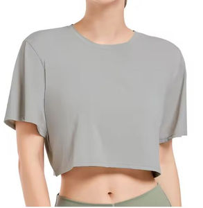 Camiseta Corta de Algodón Puro para Mujer, Servicio OEM, Ropa Casual Resistente, Proveedor Mayorista, Camiseta de Gimnasio, Compra al por Mayor - Product Image 3