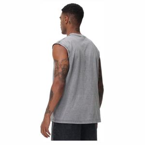 เสื้อกล้ามไหล่ปล่อยน้ำกรดเสื้อ100% ผ้าฝ้ายสไตล์สตรีทเสื้อถักระบายอากาศได้ดีสไตล์วินเทจ - Product Image 2