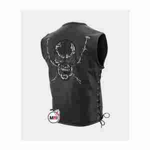 Chaleco personalizado de cuero genuino para motociclista Chaleco de cuero de alta calidad para hombre Chaleco de motociclista para montar - Product Image 3