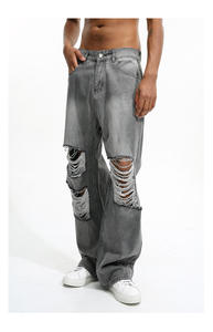 Jeans de qualité HighStreet en gros, design troué au genou, jean droit pour homme, style délavé, jeans déchirés - Product Image 6