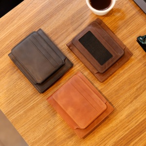 Premium Unisex <b>Slim</b> Business-Style Genuine Leather Cardholder Minimalist RFID Blocking Design Open Closure Durable Short Unisex - Product Image 6