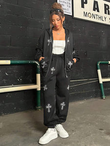2025-26 Trending Rhinestone Chándal para mujer Jogging Suit Blank Plain con personalización completa - Product Image 5