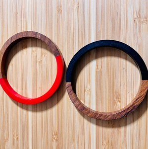 Best Wooden & Resin <b>Bangle</b> <b>Bracelets</b> Red Black Color Classic Style Unisex Fashion Jewelry Gift for Woman - Product Image 2