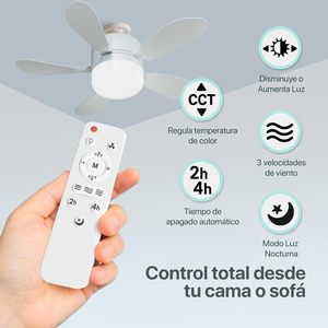 Ventilador de Techo con Bombillas LED E27 de 21W, 6 Aspas, Control Remoto, Motor DC, Diseño Moderno, Funcionamiento Silencioso, Brillo y Temperatura de Color Ajustables - Product Image 3