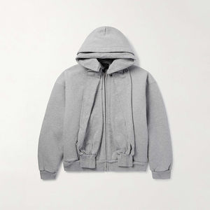 เสื้อฮู้ดโอเวอร์ไซส์สำหรับผู้ชายเทรนด์เครื่องแต่งกายแนวสตรีทแบบกำหนดเองมีซิปเป็นชั้นๆมีเอกลักษณ์โลโก้แบบกำหนดเองสไตล์ใหม่ - Product Image 1