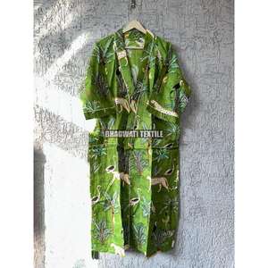 Jungle verte imprimé été doux coton Kimono Robe vêtements de nuit pour femmes chemises de nuit haute qualité Style personnalisé motif - Product Image 1