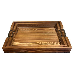 ซัพพลายเออร์ถาดไม้ระดับพรีเมียมสำหรับใช้ในโรงแรมร้านอาหารชุดถาดทำจากไม้สน2ชิ้นพร้อมที่จับโลหะวันนี้ - Product Image 3