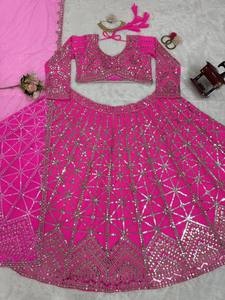 Último diseñador Faux Georgette bordado hilo espejo trabajo Lehenga Choli por FabZone - Product Image 3
