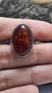 Anillo de Bodas de ámbar Báltico delicado, Plata de Ley 925, piedra preciosa Natural ovalado de corte, joyería fina hecha a mano para mujer - Product Image 3