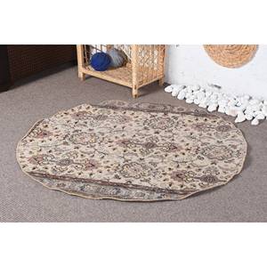 Alfombra clásica de lana turca Vintage Beige hecha a mano área grande 3,6 'X 3,7 'patrón abstracto Rectangular látex para habitación de pasillo - Product Image 3