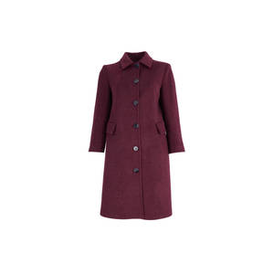 Abrigo de Cachemira Cruzado para Mujer en Color Borgoña, Corte Clásico para Primavera, Otoño e Invierno - Product Image 1
