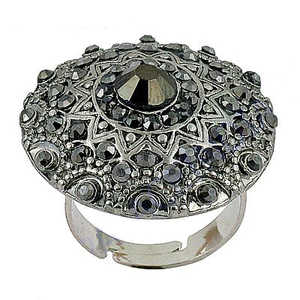 Bague de cocktail ajustable plaquée or rose avec pierres précieuses naturelles, tendance et élégante, bijoux incrustés 18 carats - Product Image 1