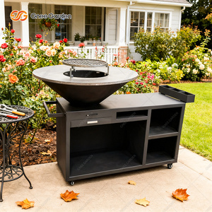 Barbecue en acier Corten durable, moderne et de qualité supérieure, résistant à la rouille, avec allumage automatique du feu et hauteur réglable pour une utilisation en extérieur - Product Image 3