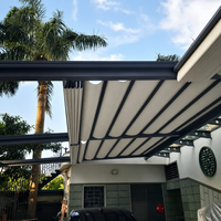 Wasserdichte Faltbare Pergola Aluminiumrahmen Einziehbares Dach Markise für Garten Terrasse Balkon Innenhof Villa