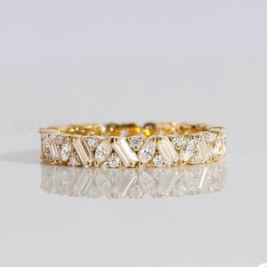 Women's 18K Yellow Gold Mixed Cut <b>Stack</b> Diamond Classic Style Lab Grown IGI Certified Engagement And Party Wear <b>Ring</b> - Product Image 1
