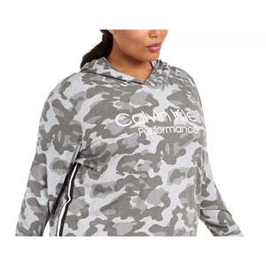 Felpa con Cappuccio Calvin Klein Performance da Donna Taglie Forti con Logo Stampa Camouflage Grigio Antracite 1X Realizzata in Tessuto Lavorato a Maglia - Product Image 2