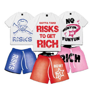 Ensemble décontracté de sport deux pièces pour hommes européens et américains été à manches courtes en coton et respirant - Product Image 1