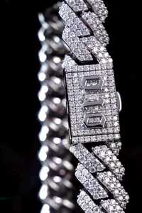 Collier chaîne cubaine en moissanite glacée de luxe, plaqué rhodium, style hip-hop, cadeau orthodoxe et bijoux de fête - Product Image 2