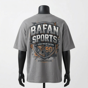 Camiseta de algodón de alta calidad, corte holgado, color gris, estilo urbano, diseño personalizado, 100% algodón, para hombre, corte holgado, estampada. - Product Image 2