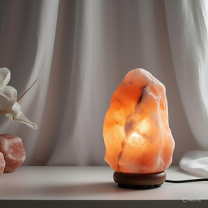 โคมไฟกลางคืนคริสตัลหินหิมาลัยสีชมพูตกแต่งด้วยหินคริสตัลงานฝีมือตามธรรมชาติที่ออกแบบได้เองโคมไฟกลางคืนรูปทรงตามต้องการ - Product Image 2