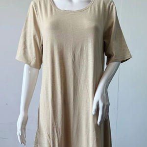 Robe mi-longue beige vintage pour femme, coupe trapèze, respirante, écologique, maxi, été, automne, vintage, lavable, antistatique - Product Image 1