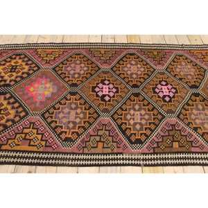 พรมวินเทจขนาด 4.1x12.1 ฟุต, พรมลายทางสไตล์ตุรกี, พรมลายสัตว์สีน้ำตาลชมพู - Product Image 2