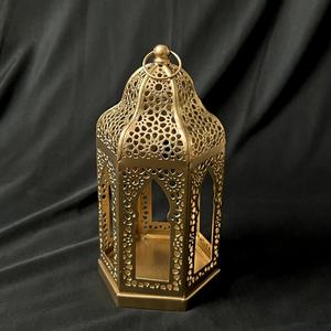 Lanternes à bougies hexagonales en fer marocain de haute qualité 2026, modernes, faites à la main, décoration d'intérieur pour Noël, l'Aïd et le Ramadan - Product Image 1