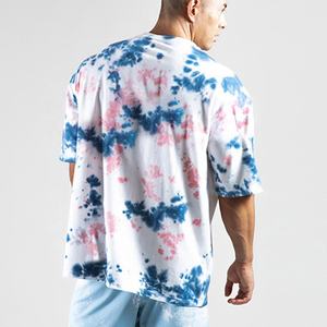 Camiseta extragrande con estampado de tinte de corbata a la moda de verano para hombre, diseño en blanco transpirable y cómodo de algodón puro de manga corta - Product Image 6