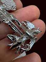 Pendentifs et breloques en moissanite, Archange Saint Michel vainquant le diable, bijoux fins, plaqué or, style hip-hop, argent sterling 925 massif, 3 tailles
