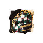 Designer Printed Silk Scarf Long Black Square Pattern Spring Digital Print - Product Image 3