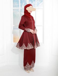 SIPO พลัสขนาดผู้หญิงที่มีคุณภาพสูงโพลีเอสเตอร์ใหม่ชุดมาเลย์แบบดั้งเดิมออนไลน์2022สีแดง Baju Kurung กับเย็บปักถักร้อย - Product Image 4